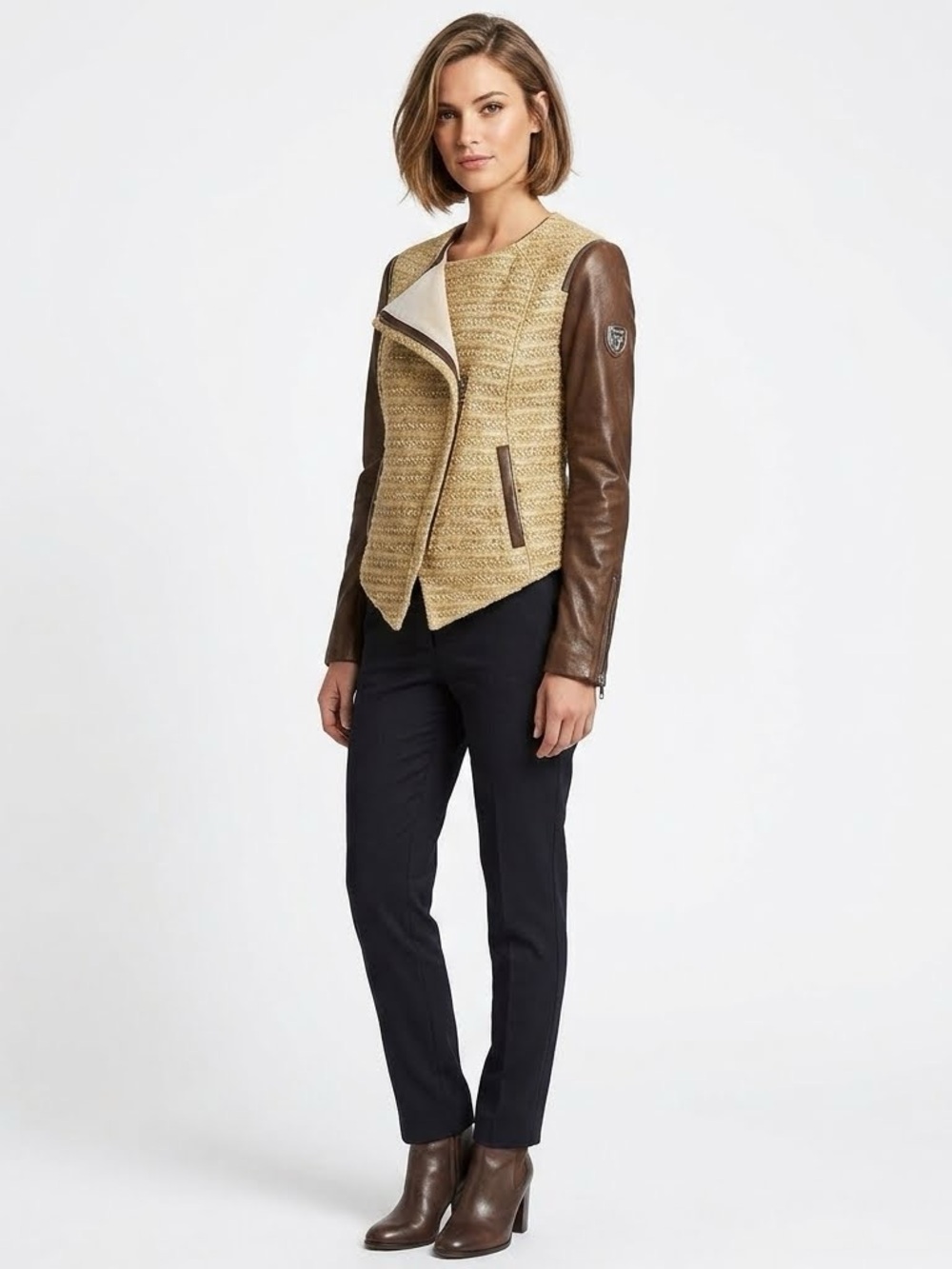 Rudsak Leather and Tweed Cropped Jacket